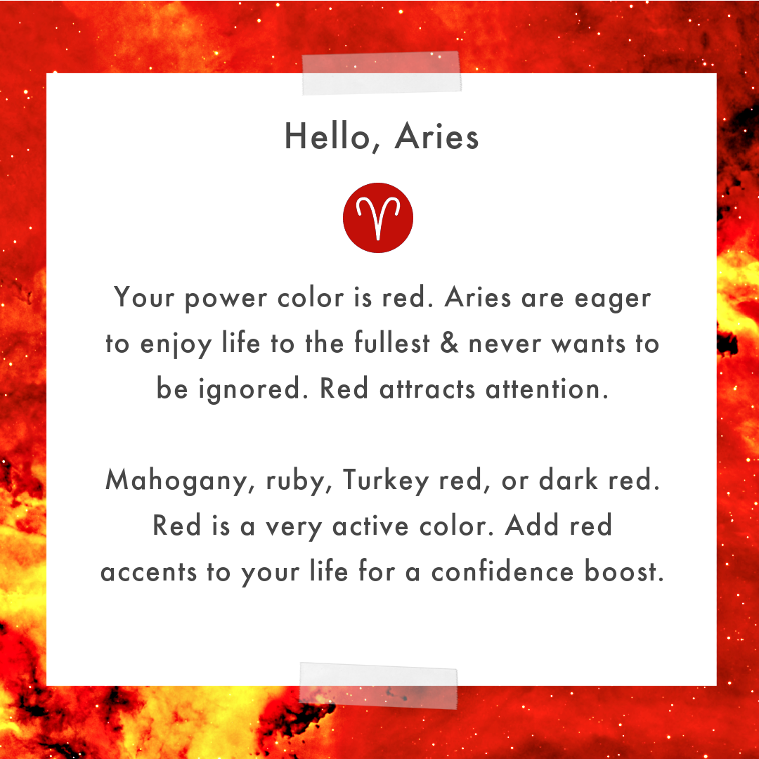 Red accents Aries life for a confidence boost